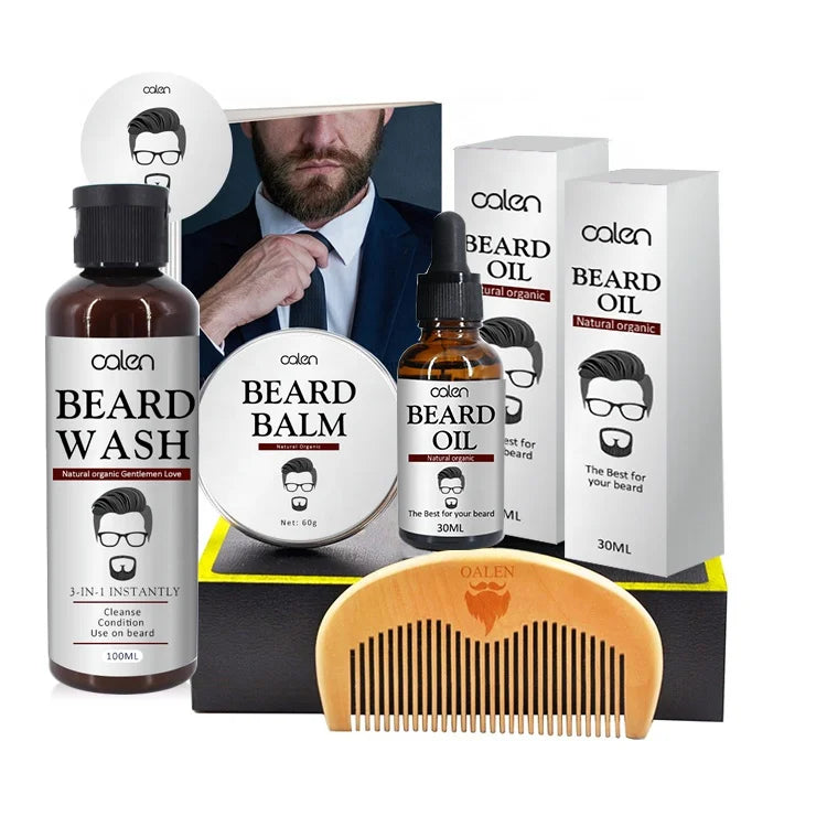 Private Label Beard Oil Serum Care Products Beard Wash Moisturizer Tin Beard Growth Set