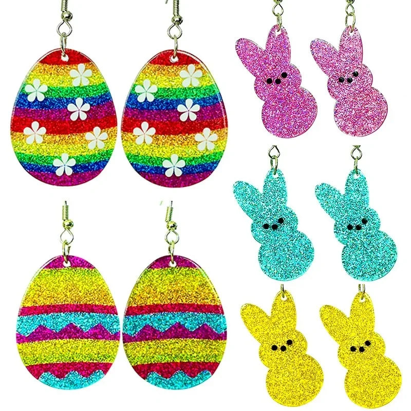 Rabbit Earrings Colorful Girl Acrylic Earring Women Holiday Acrylic Easter Earrings Jewelry New Items 2024 Ear Rings