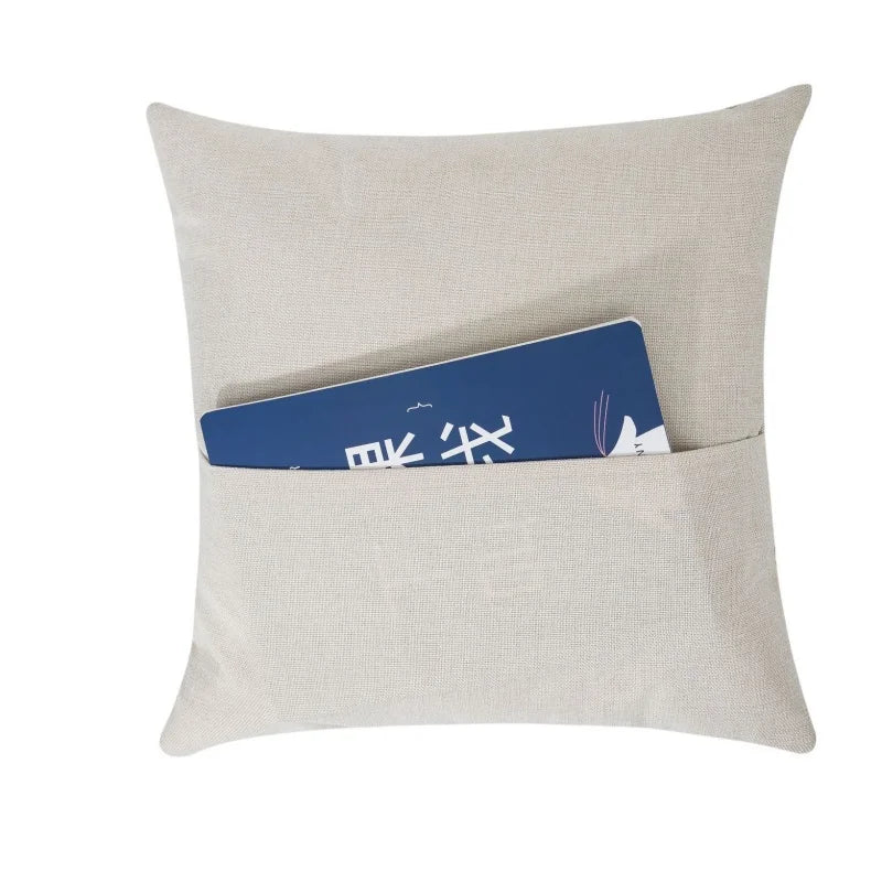 Linen Pillow Case With Pocket Sublimation Pillow Case Cover Blank Custom Christmas X 40cm 16''x16''inches Cygnus 1pcs All-season