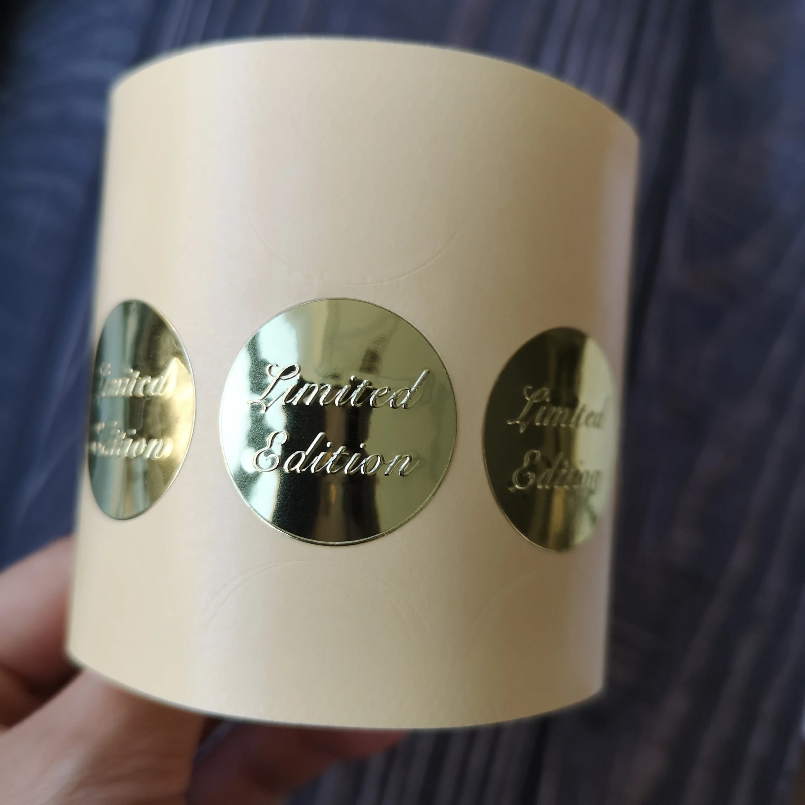 High Quality Custom Adhesive Gold Foil Embossed Stickers Business Logo Labels for Crafts