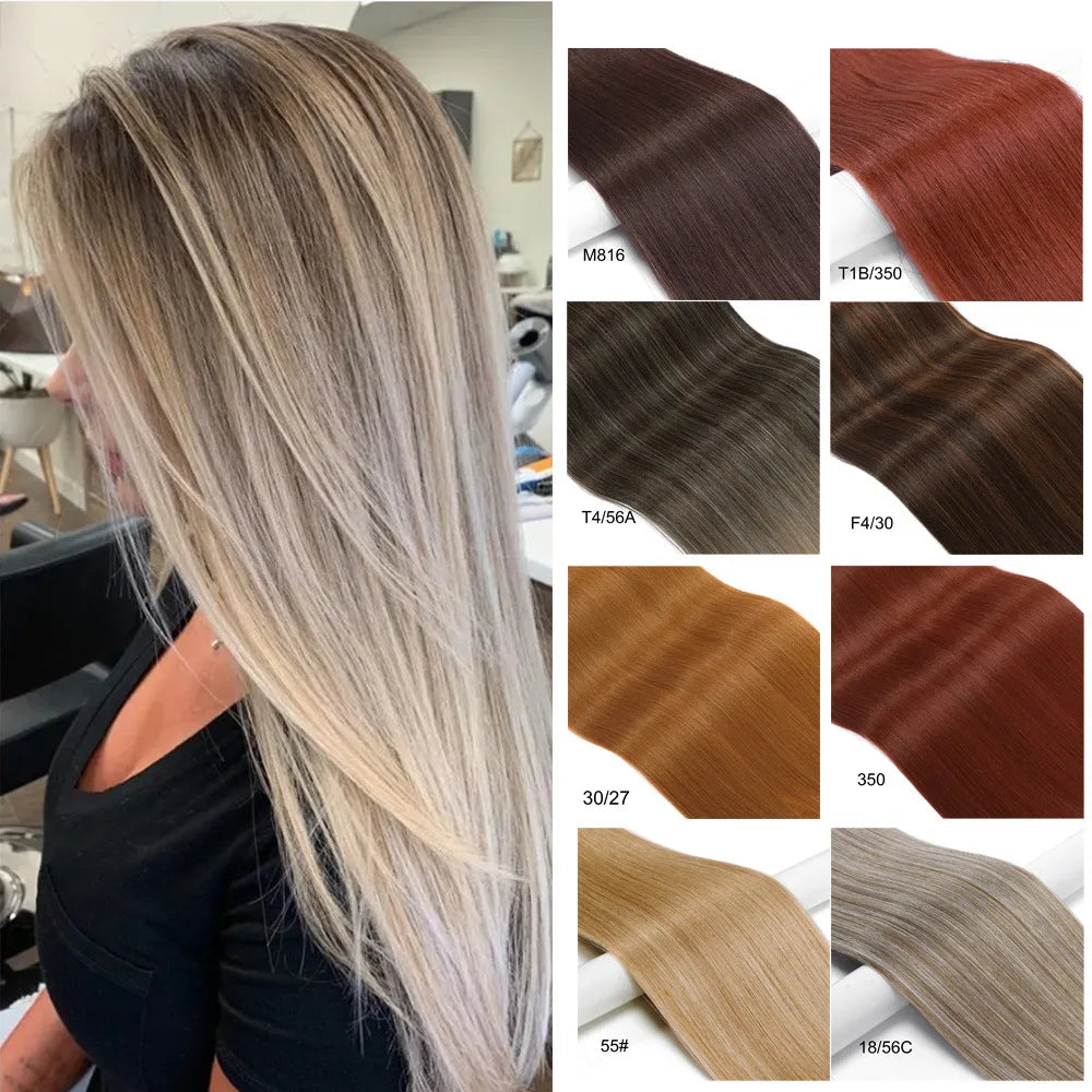 Heat Resistant Premium Organic Bio Protein Fiber Ombre Blonde Weave Bone Straight Hair Bundles Weft Synthetic Hair Extensions