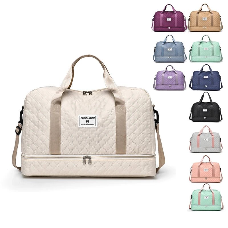 Large Capacity Nylon Foldable Gym Backpack Duffel Bag Portable Overnight Travel Sling Tote Bag