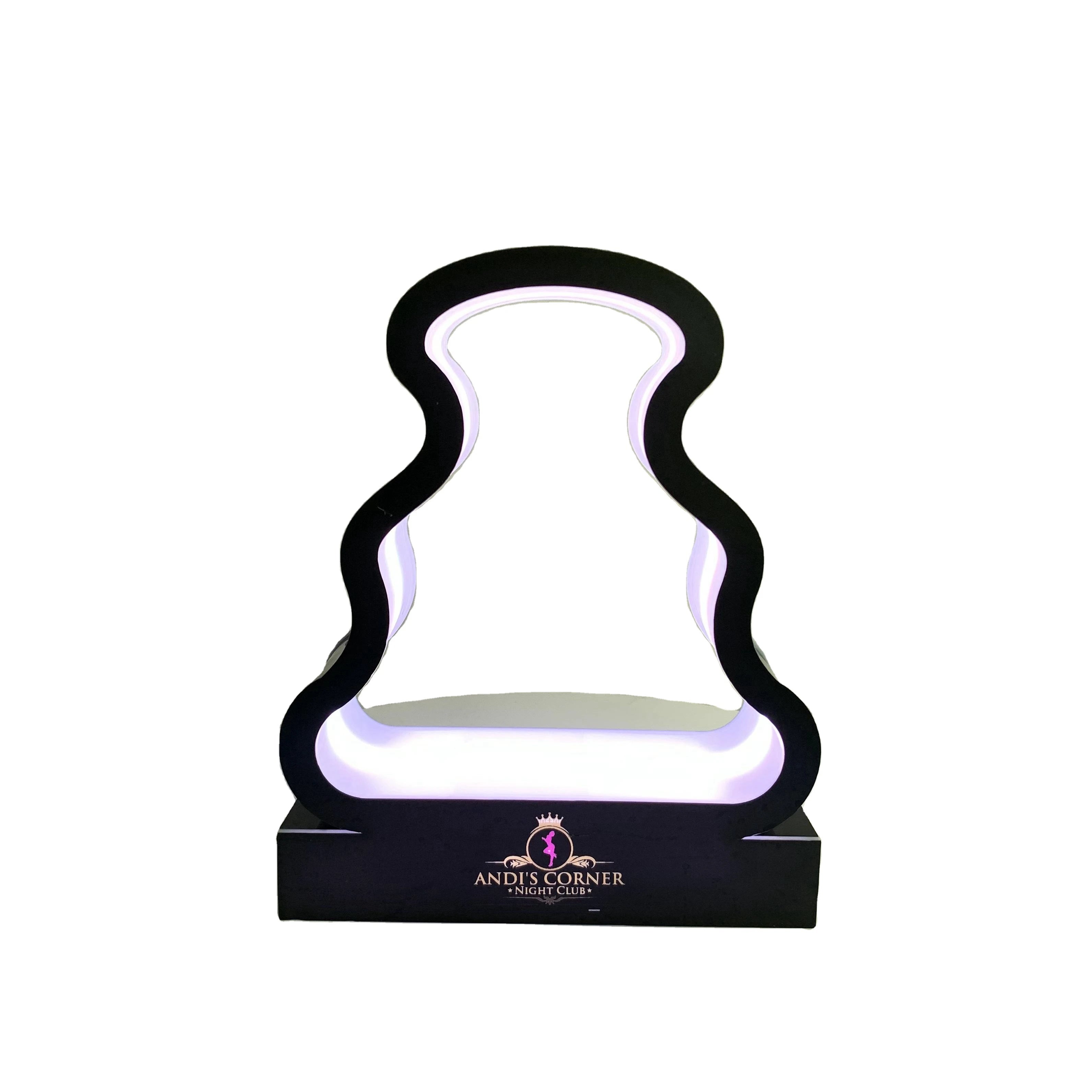 Factory Wholesale Acrylic Lighted XO Bottle Glorifier Sign Night Club Display Wine Presenter Vip Service with Led Light