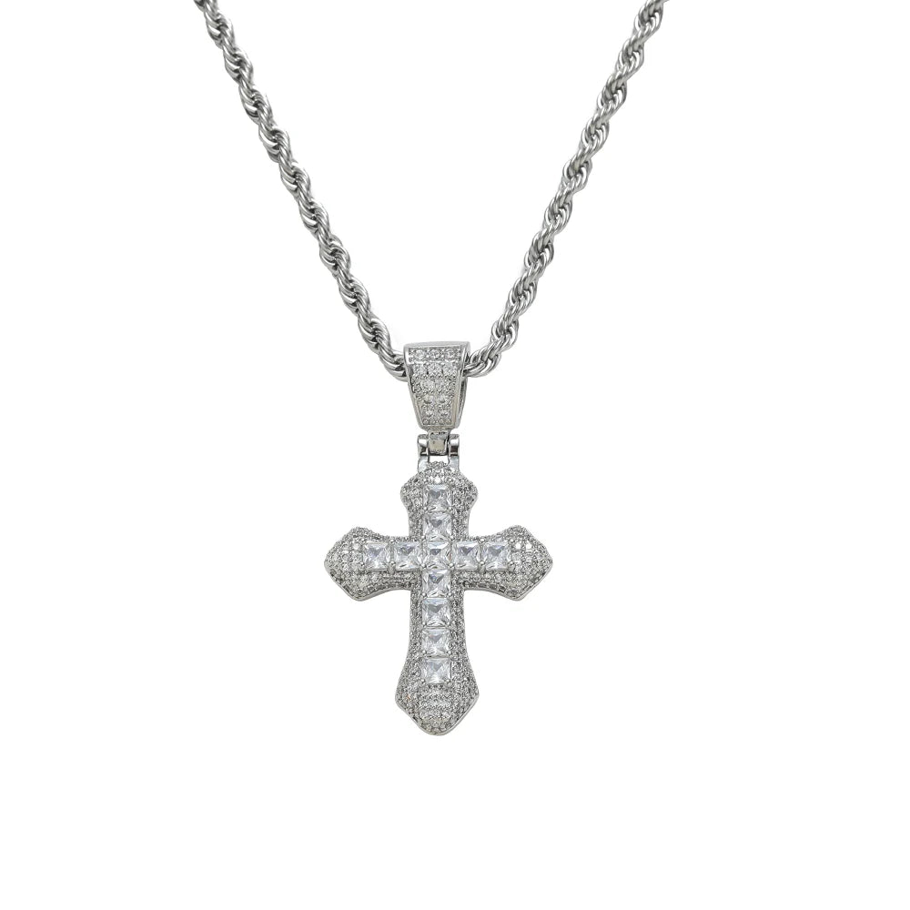 CN441 Colorful CZ Cross Pendants Brass Cubic Zircon Jewelry Men and Women Necklace