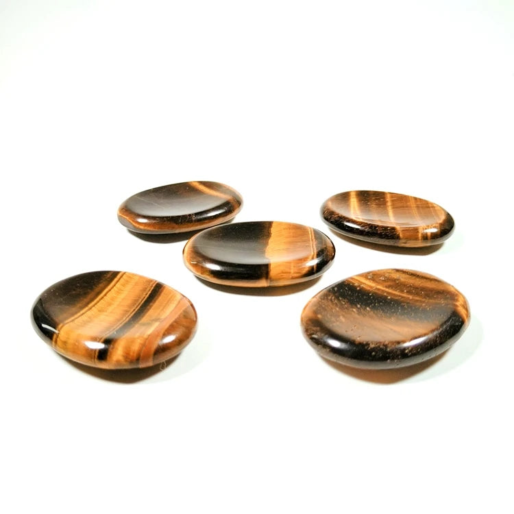 2025 Seven Chakras Yellow Tiger Eye Worry Stone Reiki Healing Crystals Stones with Thumb Scraping Board Box Set for Gift