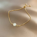 2022 New Simple Gold Plating Opal Ball  Adjustable Delicate Opal Beads Charm  for Women Girl