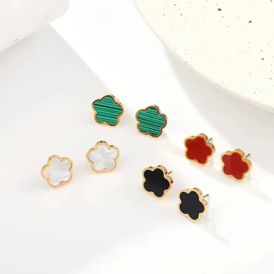 Wholesale Fashion Jewelry Popular Won't Fade Hypoallergenic Stainless Steel Shell Plum Flower Earring for Women