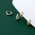 925 Sterling Silver Small Round Circle Huggie Hoop Earrings Gold Plated Cubic Zirconia Ear Rings Fashion Jewelry for Women