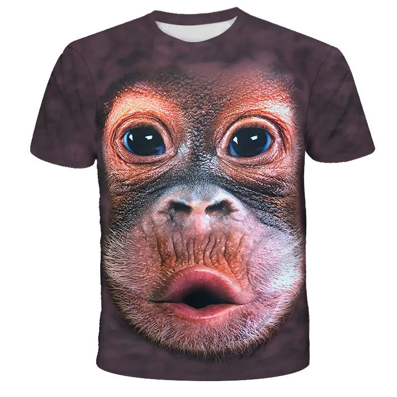 Evertop Custom Summer Clothing Men's Chimpanzee Print 3D Tshirt Durable Polyester Custom Logo Knitted Durable Tshirt