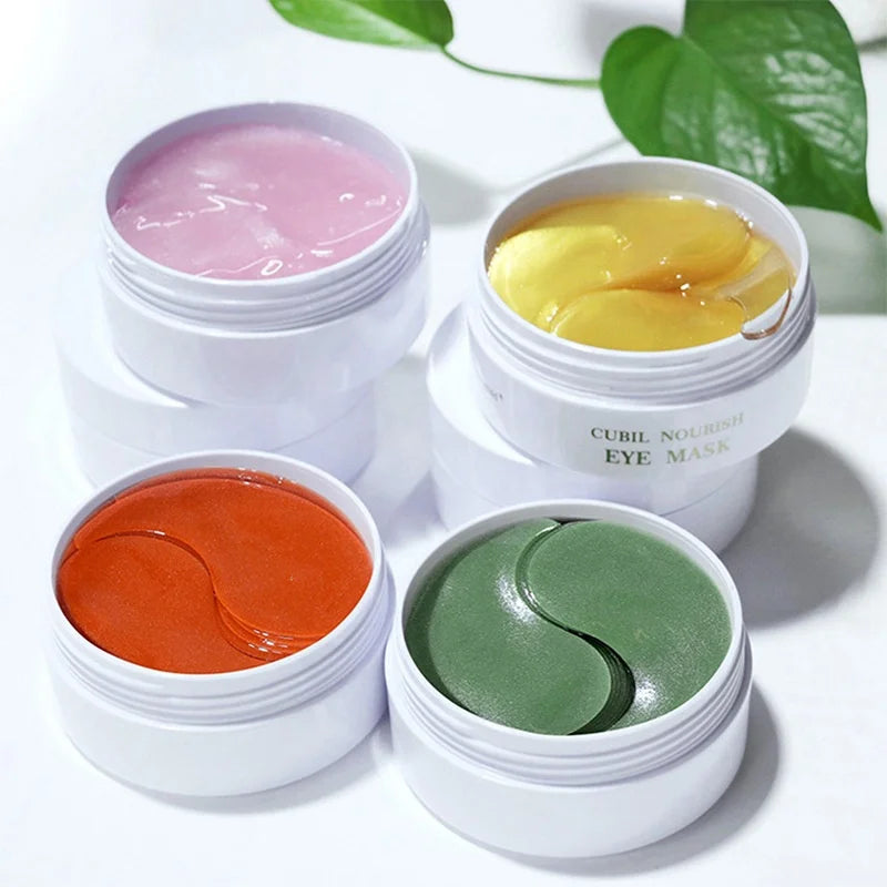 Private Label Collagen Eye Patches Hydrogel With Logo 24k Gold Under Eye Mask Dark Circles Puffiness Fine Lines Jar Packaging