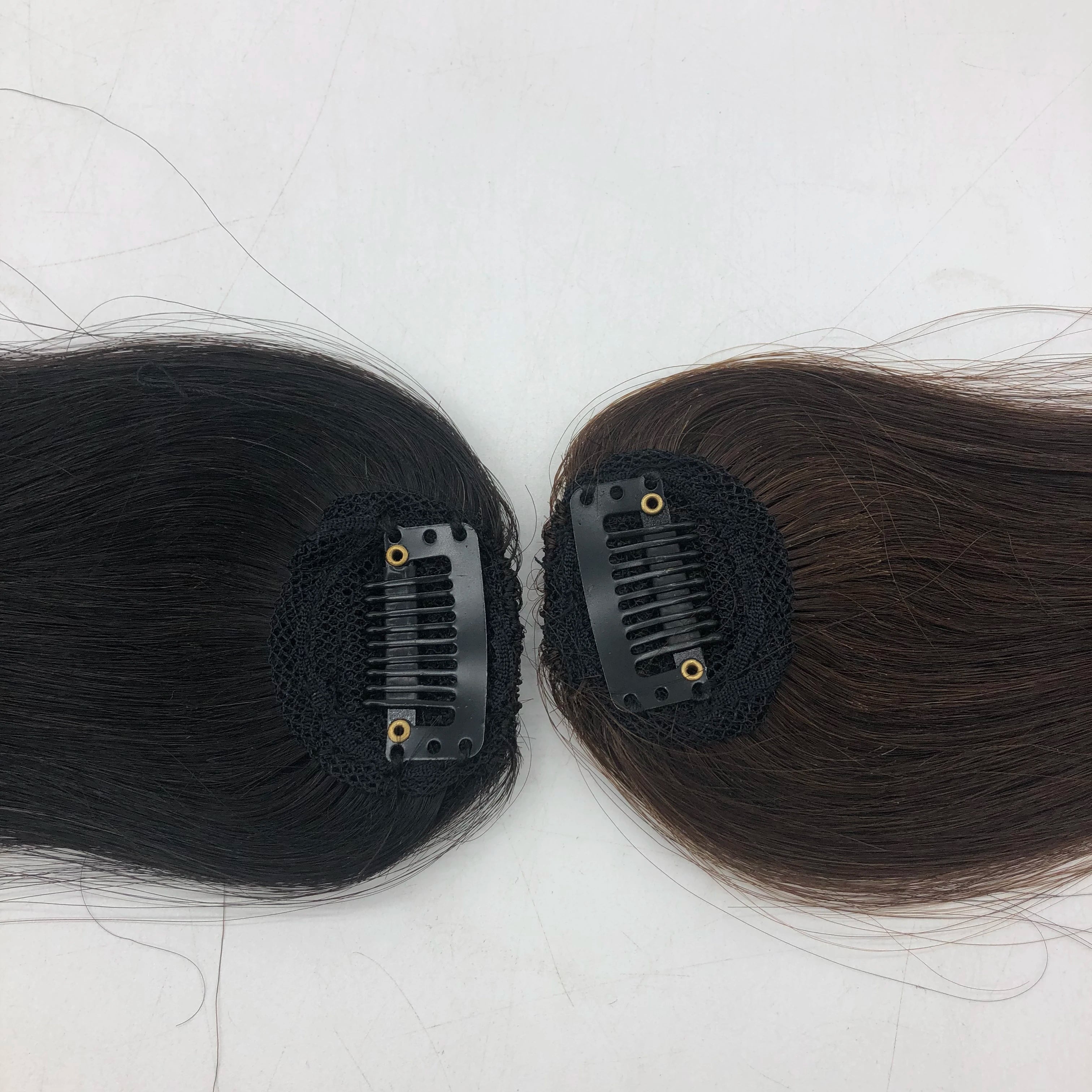 Custom 1-clip Remy Straight Chinese Tape Hair Patch Machine Double Weft Hand Tied Edge Clip in Bangs Human Hair