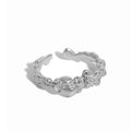 WMJT591 Open Adjustable 925 Sterling Silver Band  Minimalist Ring Lava Texture Irregular Silver Ring