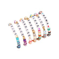 Wholesale Colorful Rainbow Polymer Clay Beaded Words Initial Letters Inspirational Handmade Bracelet