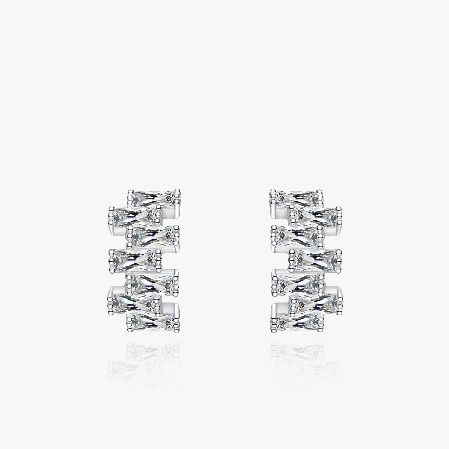 Ailmay Top Quality Real 925 Sterling Silver Transparent Trapezoid Earrings for Women Wedding Engagement Fine Female Jewelry