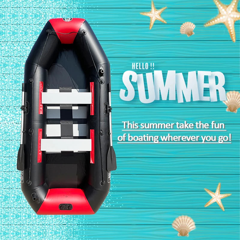 Solarmarine Foldable 5 Person Slat Floor PVC Inflatable Fishing Boat Glue Free 100% Heat Weld Process for Sea Water Using