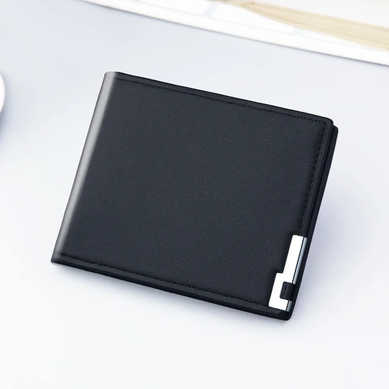 Wholesale Hot Sell Simple Business  Men's Short Wallet Multi-card Thin Soft Leather Dollar Wallet
