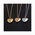 Dina Fashion Gloss Heart Locket Necklace 18K Gold Plated Stainless Steel Women Floating Locket Openable Photo Frame