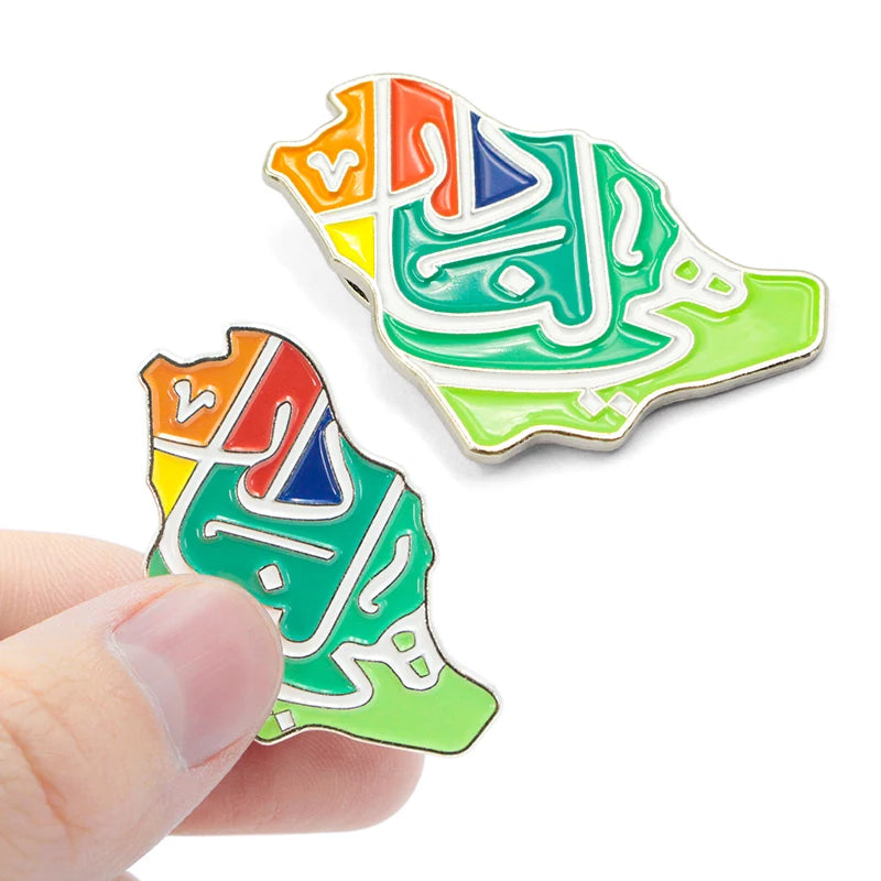 Wholesale Hot Sale in Stock Saudi National Day Metal Souvenir Pins Badge Magnet Flag Pin Nation Day Saudi Arabia Lapel Pin