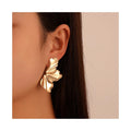 Risingmoon Fashion Jewelry Earrings Floral Petal Gold Silver Stud Earrings Matte Half Flower Studs Earrings for Women