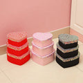 Luxury 3-Pcs Heart-Shape Cardboard Paper Gift Packaging Box for Skin Care Serum Loose Powder Fashion Cosmetic Products Glitter