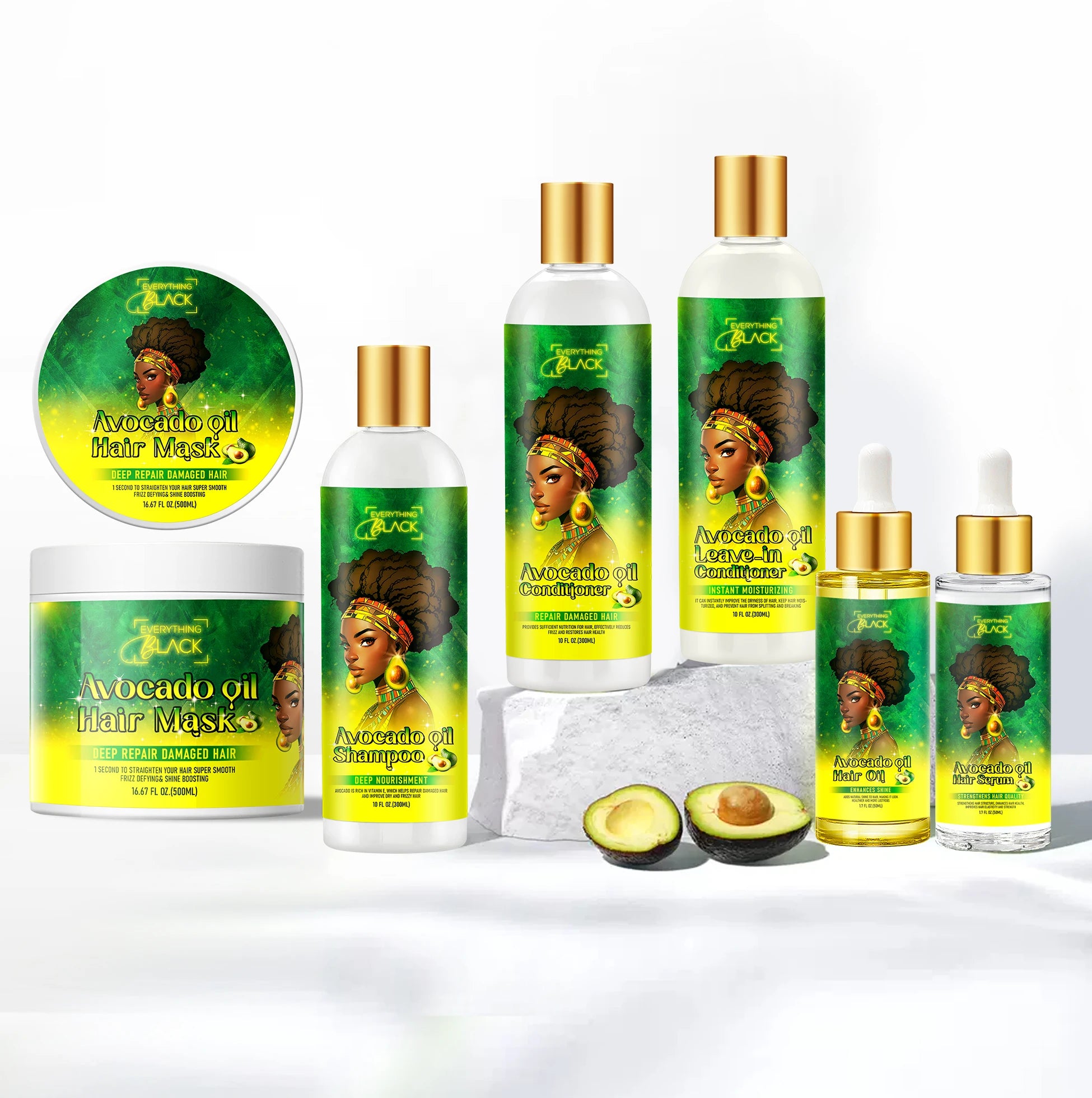 OEM ODM Natural Organic Repairs Strengthens Moisturizing Afro Curly Avocado Oil Hair Care Kit Wholesale for Damaged Hair