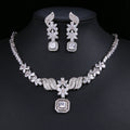 2022 New Temperament Crystal Wedding Jewelry Elegant Necklace Earrings Set White Bridal Zircon Jewelry Set for Women