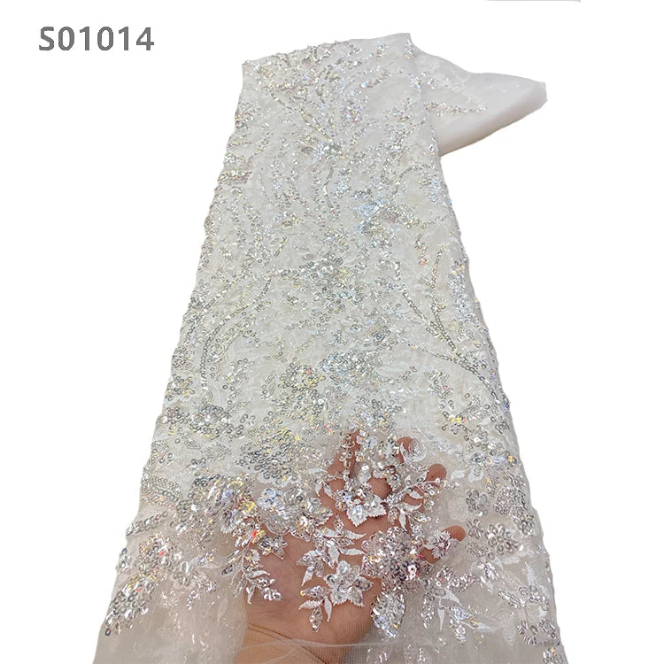 CHOCOO Hor Selling White Luxury Sequence Lace Fabric for African Multi-colors Fashion Embroidery Women's Floral Lace Fabric