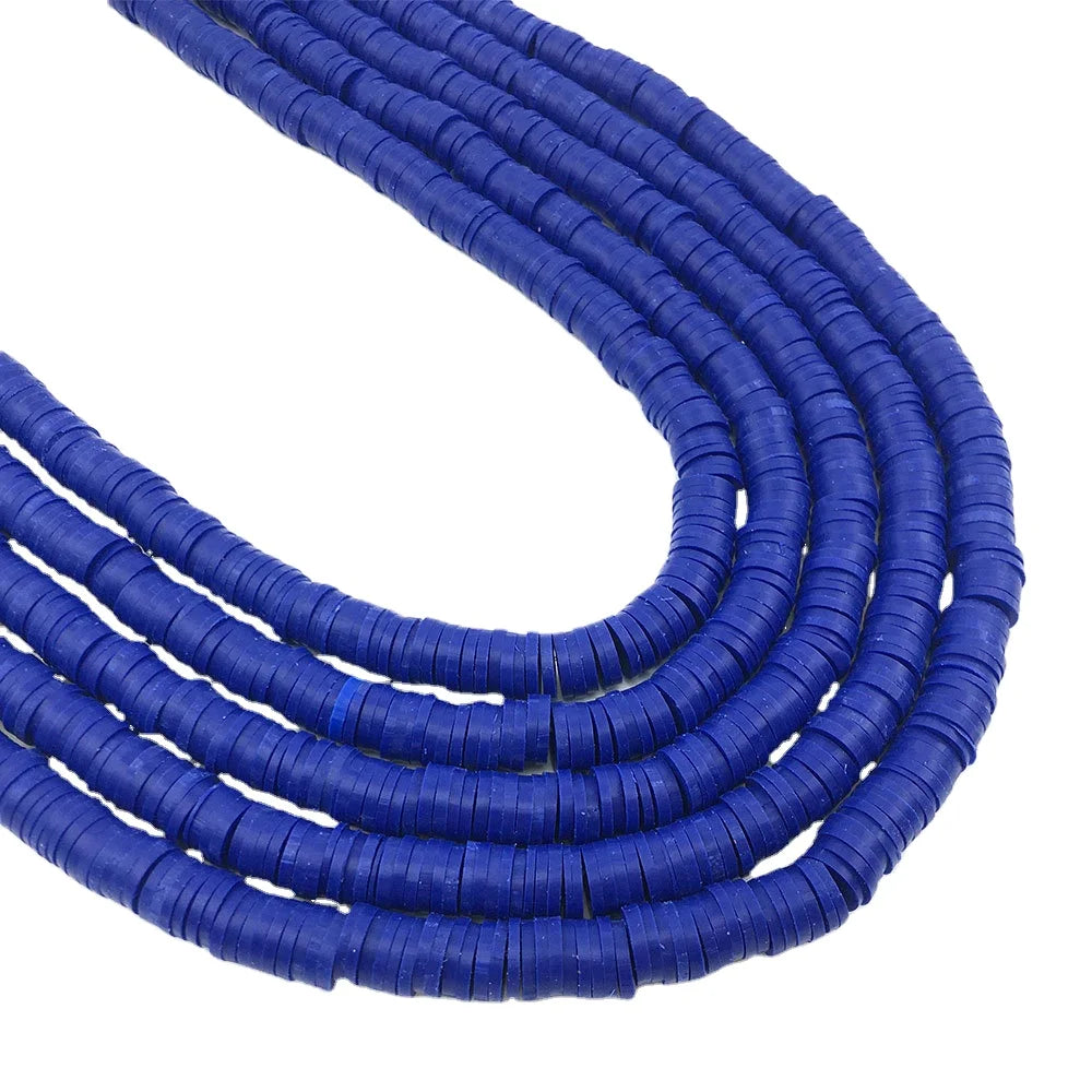 Blue 6mm Flat Circular Soft Polymer Clay Beads DIY  Mobile Phone Chain Jewelry Making Accessories