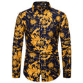 10 Colors M-5XL New Men Spring Printed Court Gentleman Shirt Long Sleeve Button Lapel Collar Business Formal Casual Tops Shirts
