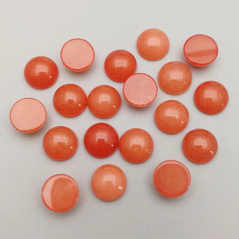 Huiying Natural Crystals 10mm Orange Color Round Cabochon Gemstone for Jewelry Crafts