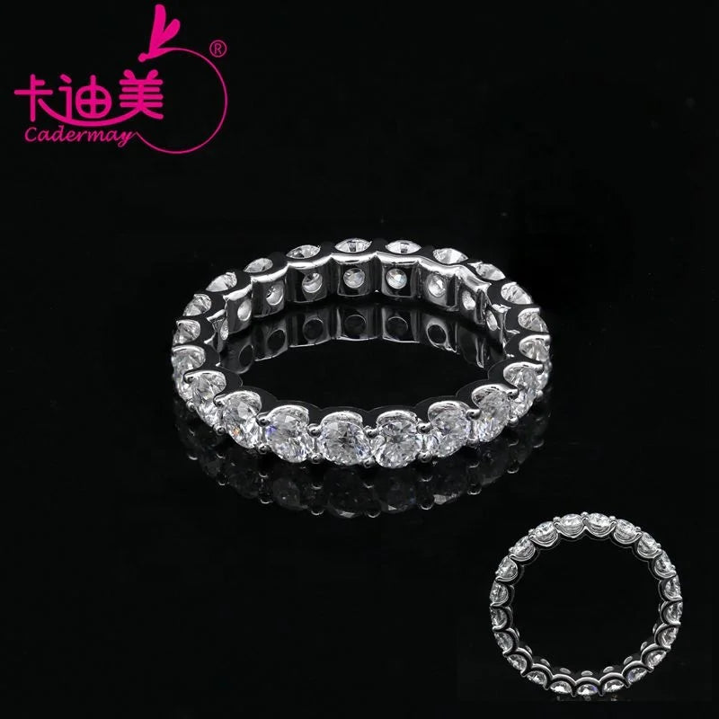Cadermay Customizable Fashion Jewelry Top Quality Classic Silver 10k 14k 18k Gold Lab Grown Moissanite Full Eternity Band Ring
