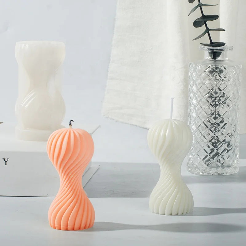E-1021 Circular Twist Wave Pillar Silicone Candle Mold Novelty Unique Modern Scented Candle Making Supplies Resin Soy Wax Mould