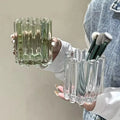 L Wave Edge Stripe Makeup Brush Bucket Eyebrow Pencil Holder Simple Glass Ornament Desktop Storage Container for Brush