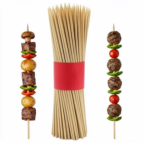 China Disposable Kebab Rotating Bamboo Skewers 4 Inch Wooden Handle Long 8" Billa Export Standard Natural Grill Smokers BBQ MegaBDM