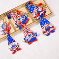 Independence Day 9pcs Recycled Wooden Hanging Gnomes Pendant Ornaments 4th July Crafts Blue Red White US Decorations