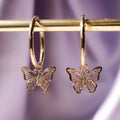 CAOSHI Fashion Bohemian Trendy Earrings Jewelry Rose Gold Color Gift for Women Girl Hollow Butterfly Stud Pendant Earrings