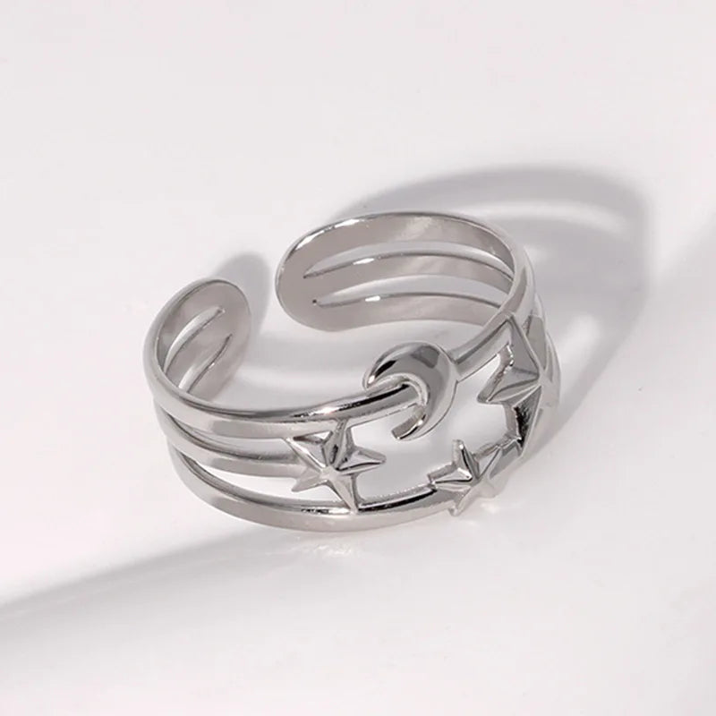 Beimai OEM Star Moon Stainless Steel Adjustable Rings