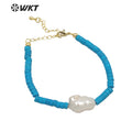 WT-MPB034 Wholesale Summer Hot Color Spacer Beads Bracelet Women  Turquoise Beads Stone with Pearl Bracelet in Adjust