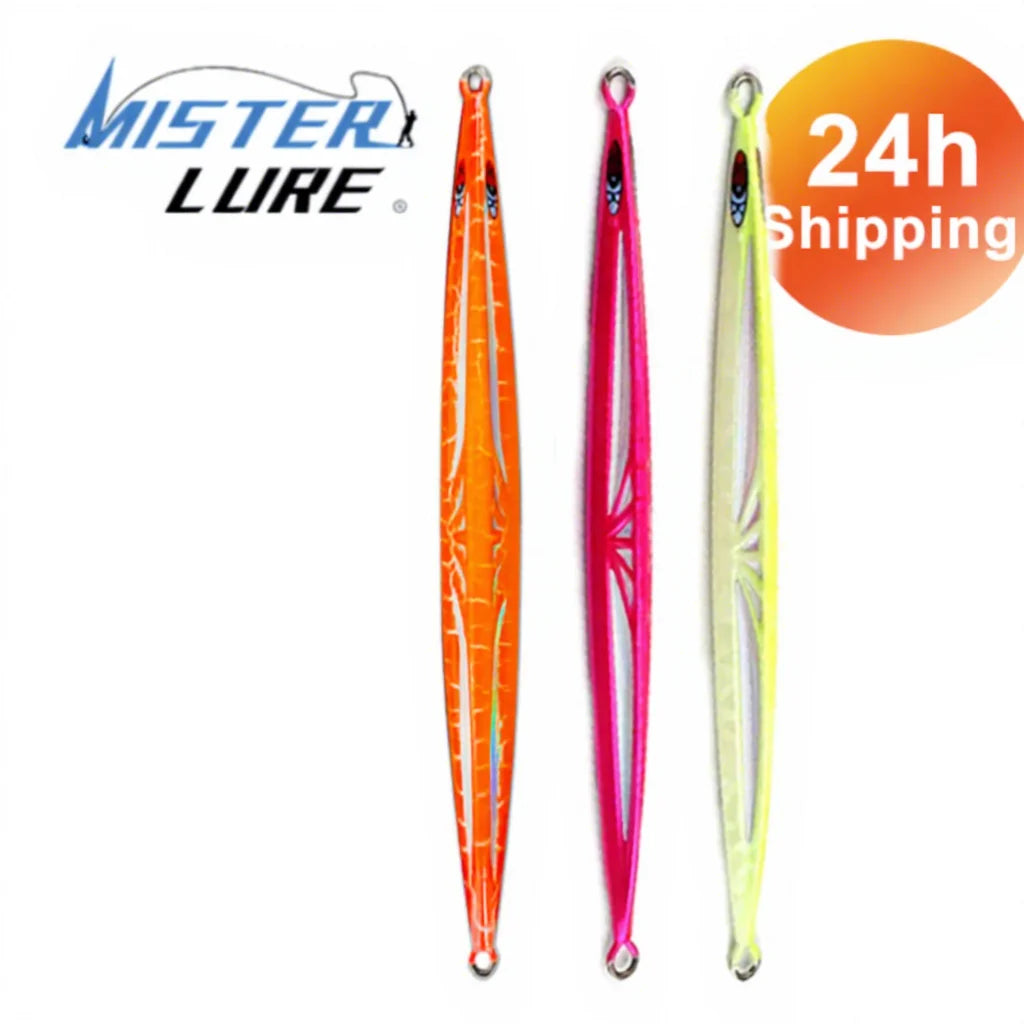 MISTER JIGGING 150g 200g Sticker Eyes Lminous Diamond Shape with Sounder Inside Metal Fishing Lure