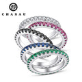 Multi-color Choice 925 Sterling Silver Cubic Zircon Cz Band Women Engagement 1.4mm Wedding Eternity Ring