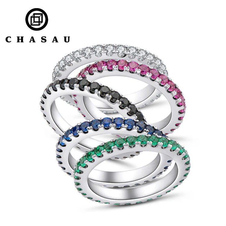 Multi-color Choice 925 Sterling Silver Cubic Zircon Cz Band Women Engagement 1.4mm Wedding Eternity Ring