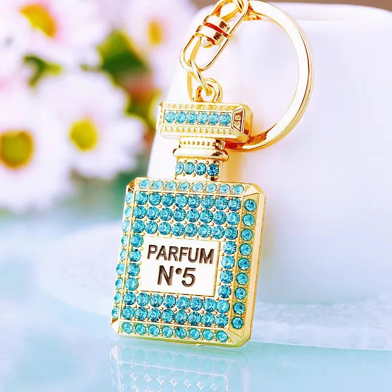 Luxury Pattern Bag Hanger Personalized Fashion Perfume Bottle Decorations with Diamond Fashion Key Chain