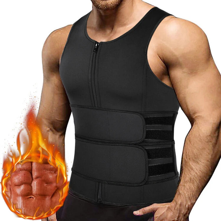 2-in-1Waist and Abdomen Tightening Training Suit Sauna Sweat Suit/ Waist Trimming Workout Tank Top