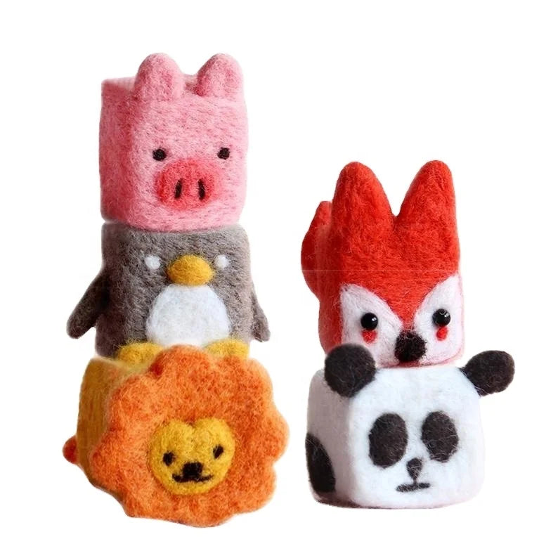 2026 Customized Cute Animal Cube Needle Felted Craft with Instructions Novelty Gifts Wholesale Wool Felting Beginners Kit