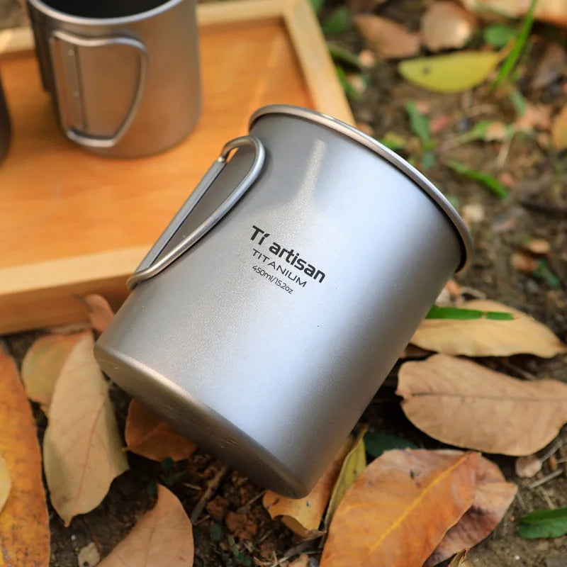 Titanium Water Cup with Lid Coffee Cup Mug Tea Cup Camping Mug for Camping Hiking Backpacking Picnic