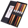 Hot Sale Reusable Japanese Style Natural Wood Eco-Friendly Sushi Chopsticks 22.5cm Dishwasher Safe 5-Pair Set with Case