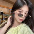 Metal Luxury Oval Sparkling Diamond Sunglasses Fashion Premium Feeling Sunglasses