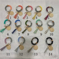 Custom Design Silicone Beads Keychain Bracelet Tassel Wristlet Keyring Monogram Wood Engravable Disc Keychain