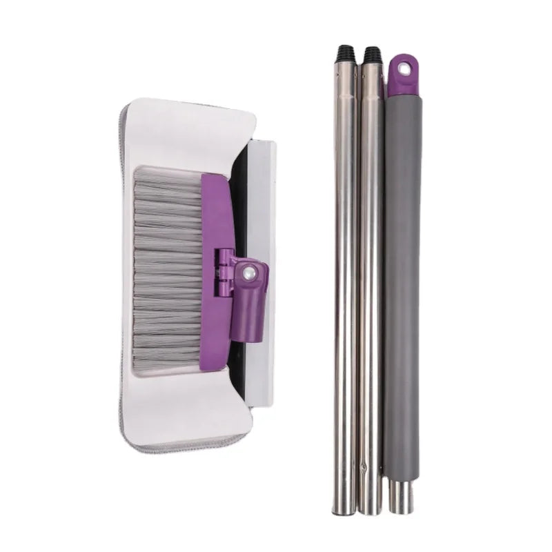 2-in-1 Sweeper and Mop in One Household Cleaning Tools Multi-Section Pole Broom Rotating