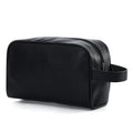 2025 Fashionable Black PU Water Resistant Durable Cosmetic Bag with Double Zipper Double Sided Travel and Wash Storage